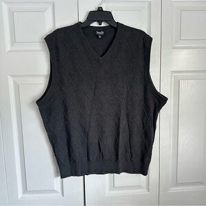 Cypress Links Sweater Vest Mens XL Gray Diamond Argyle V Neck Knit Golf Grandpa